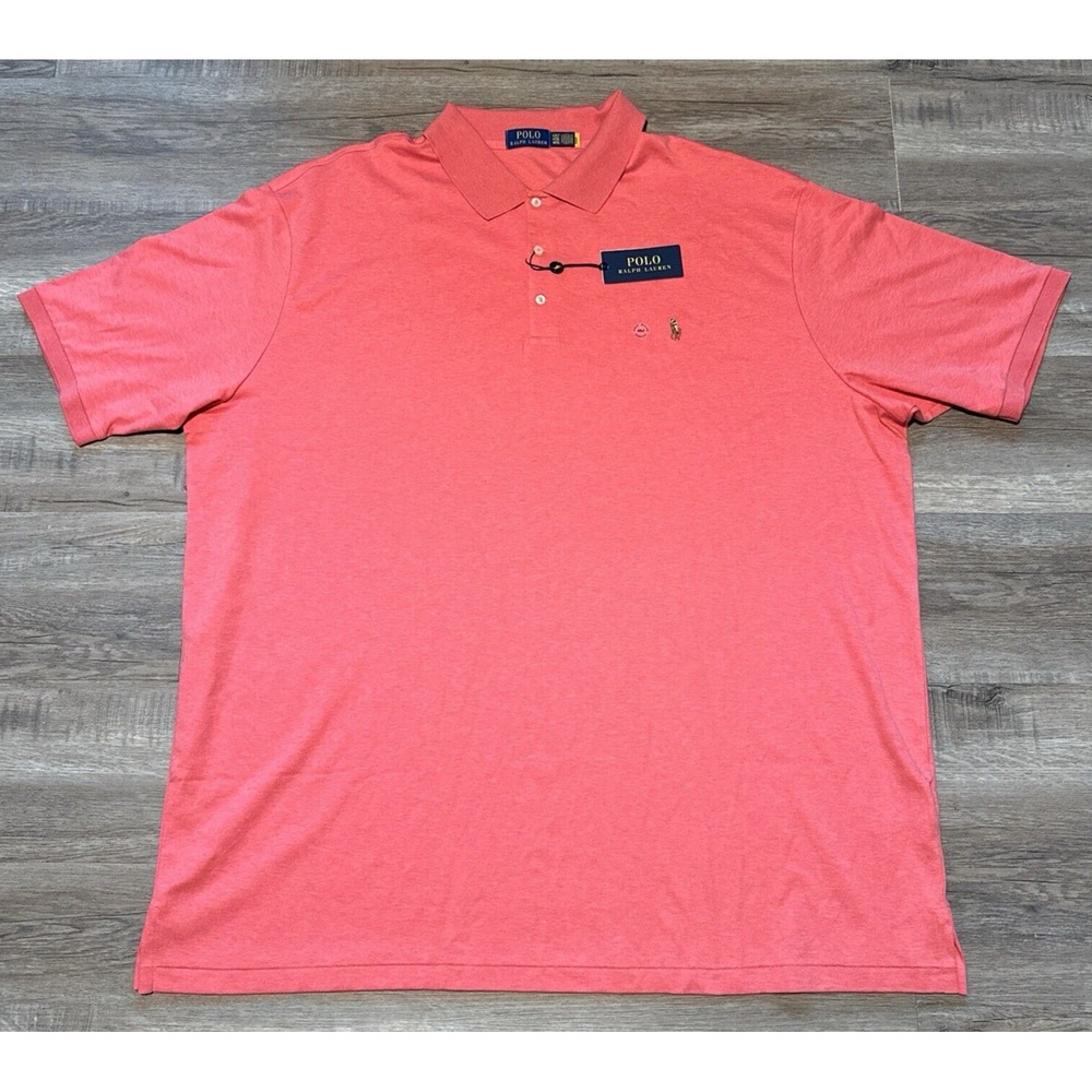 Polo Ralph Lauren Mens 4XLT Pink Heather Soft Touch Short Sleeve Polo Shirt TALL